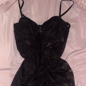 Fashion Nova Elegant Black Lace Midi Dress